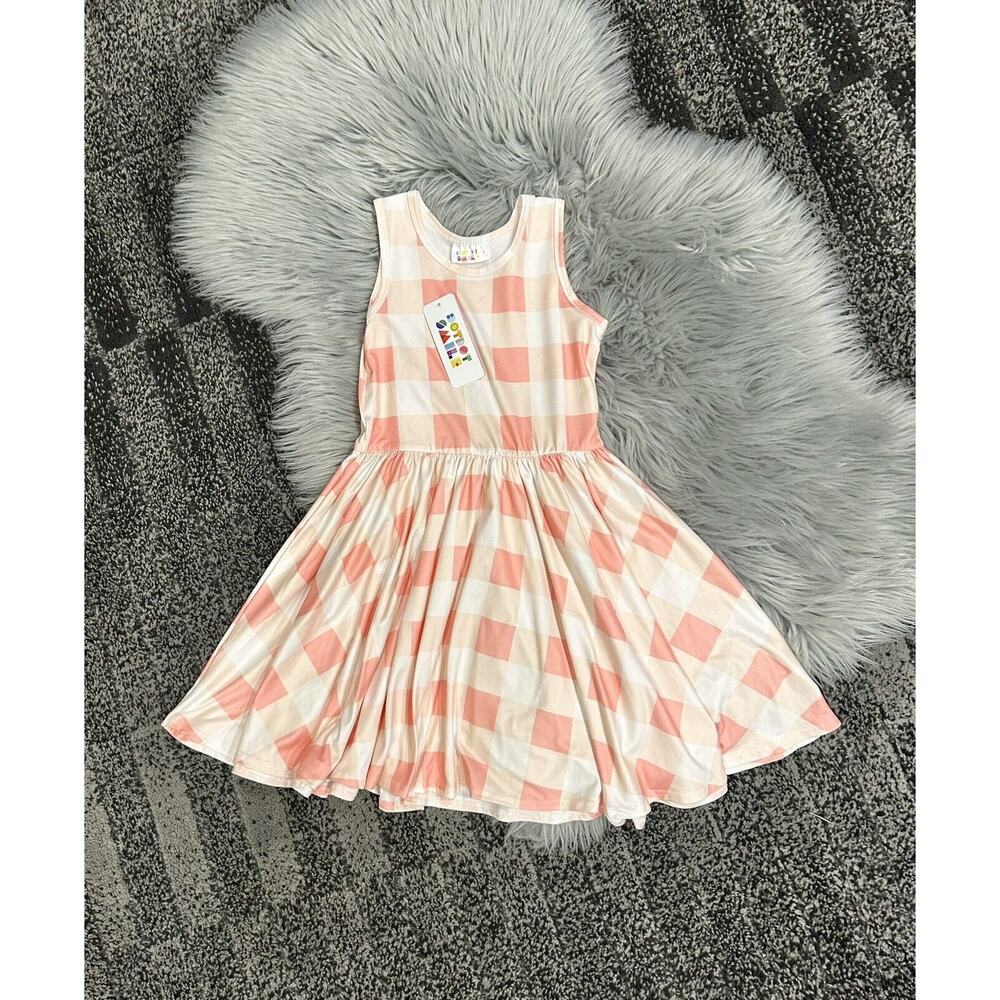 Dot Dot Smile Peachy Pink Gingham Tankβ Dress Size 7 NWT